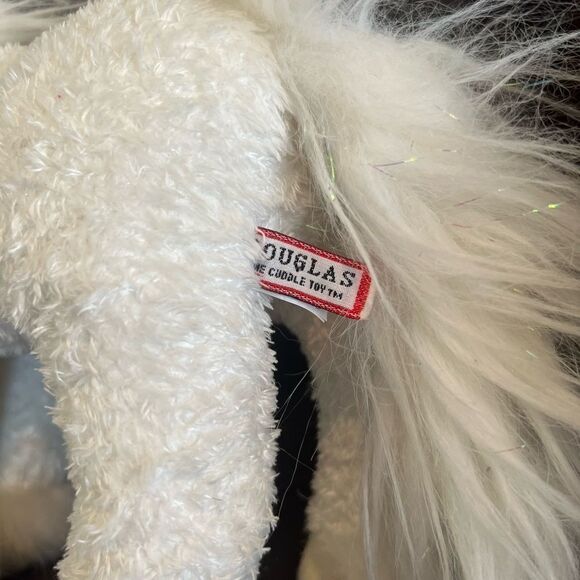 Douglas Toys White Unicorn 14 In Plush Sparkly Mane Pink Rosebud Wreath EUC - Picture 5 of 5
